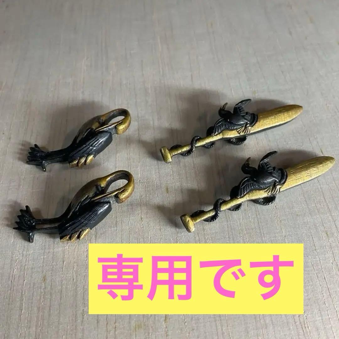 目貫　　2種4個　　刀装具　武具　骨董　時代物　江戸時代