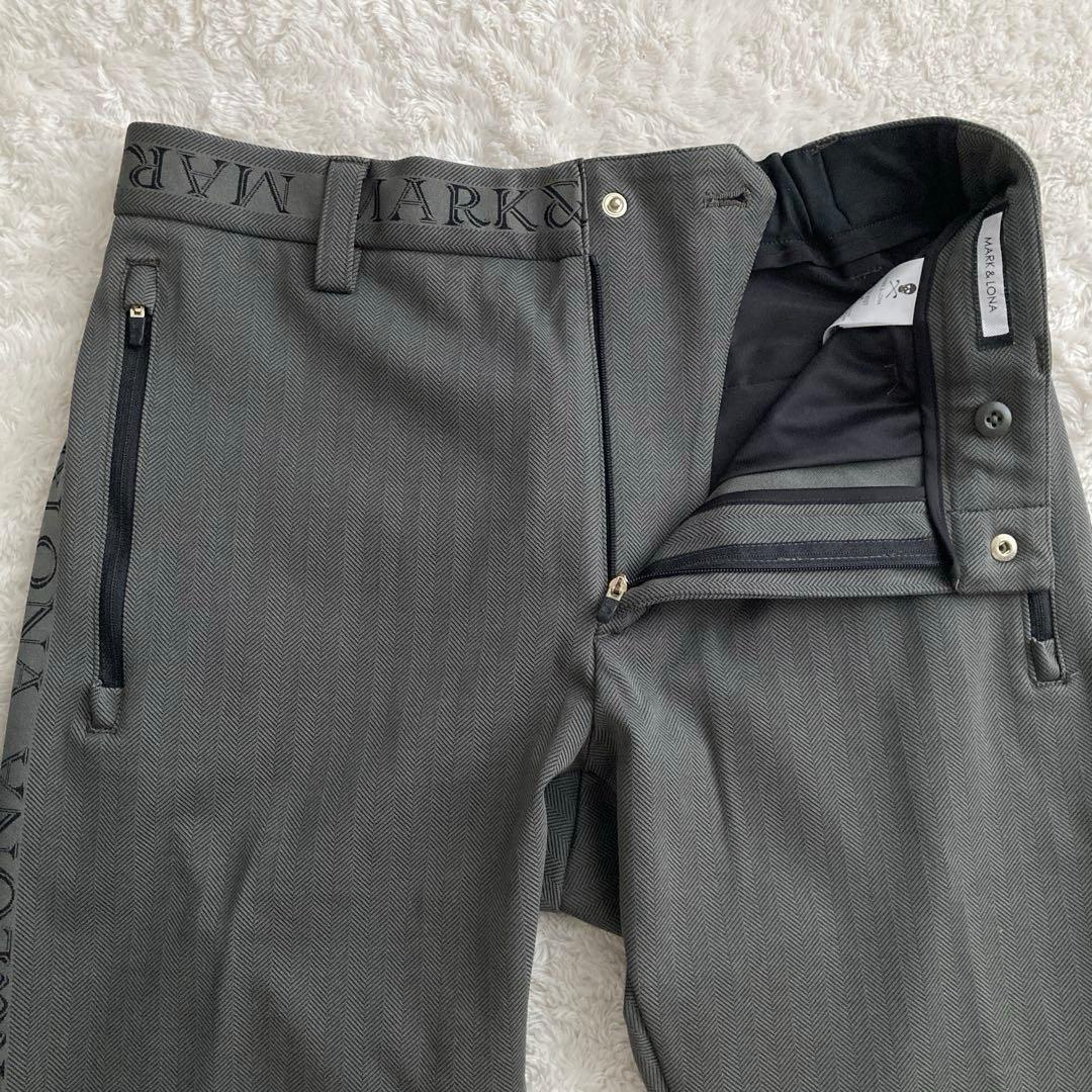 美品！MARK&LONAマークアンドロナ　サイドロゴ　ストレッチパンツ　46