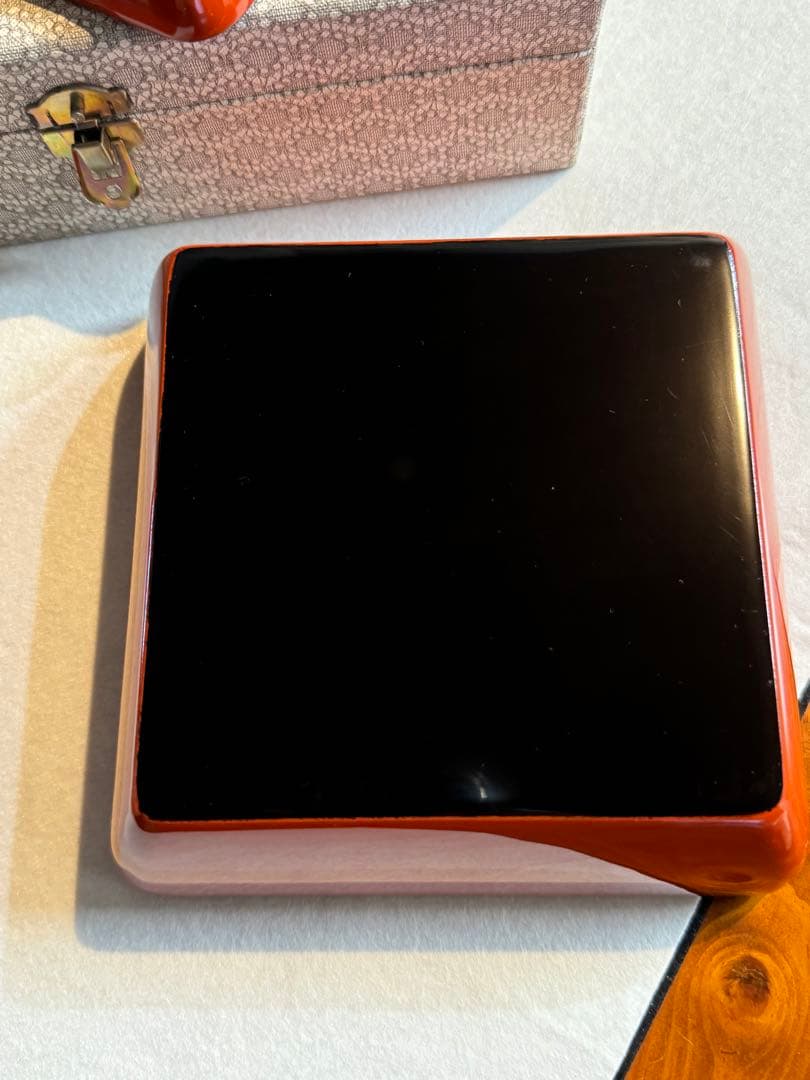 母のお茶道具 輪島塗 盆付き蓋付菓子箱　盆サイズ220mm