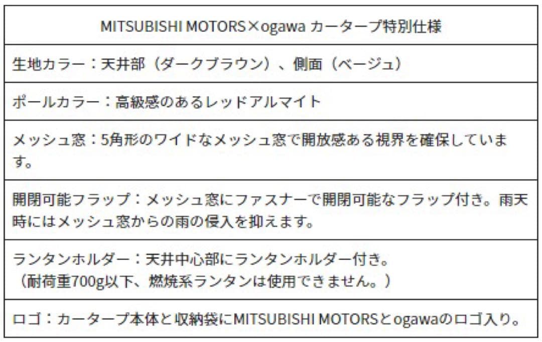 デリカミニ・MITSUBISHI✖️ogawa カータープ・新品未使用