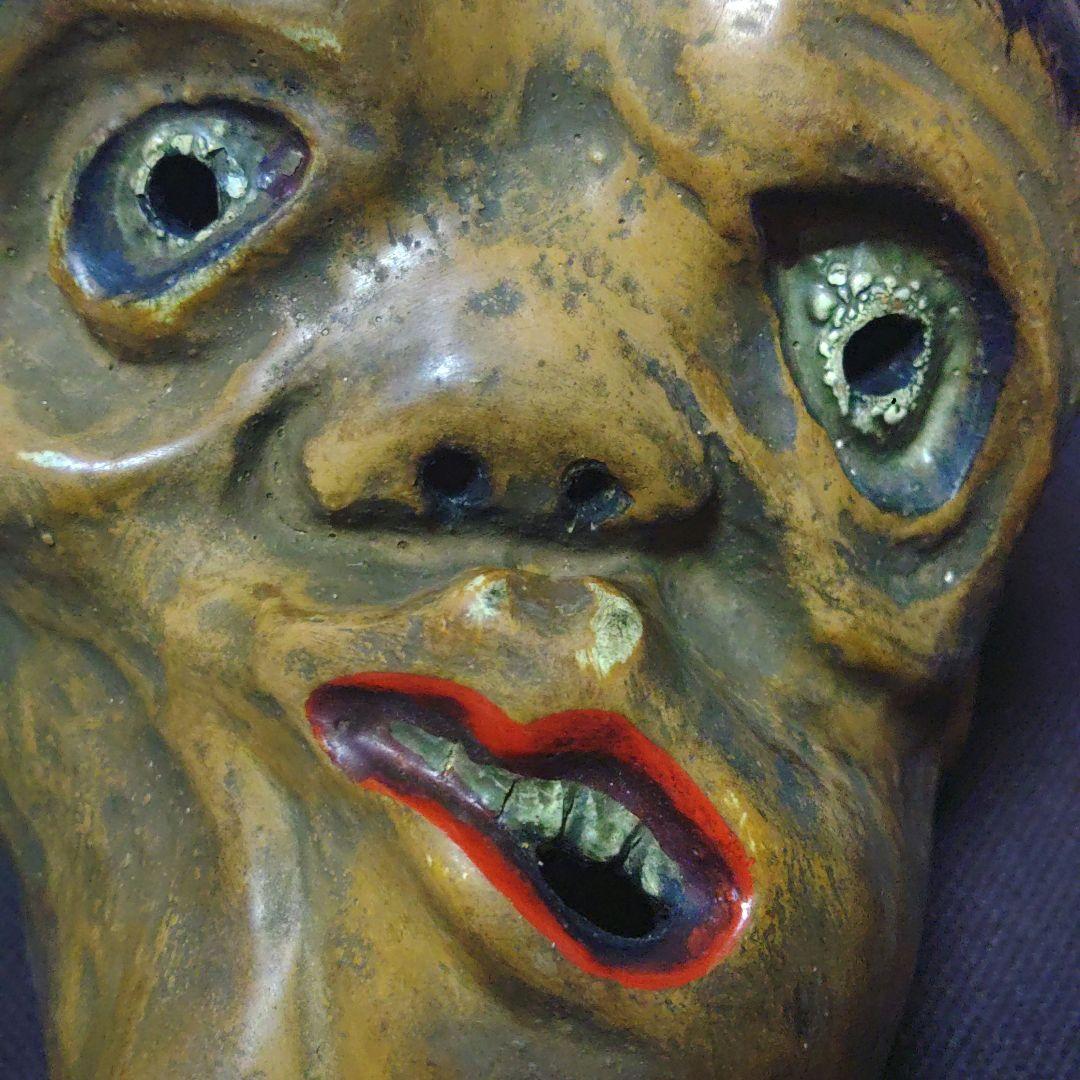 ひょっとこ　お面　神楽面　能面　木彫　骨董　ア31