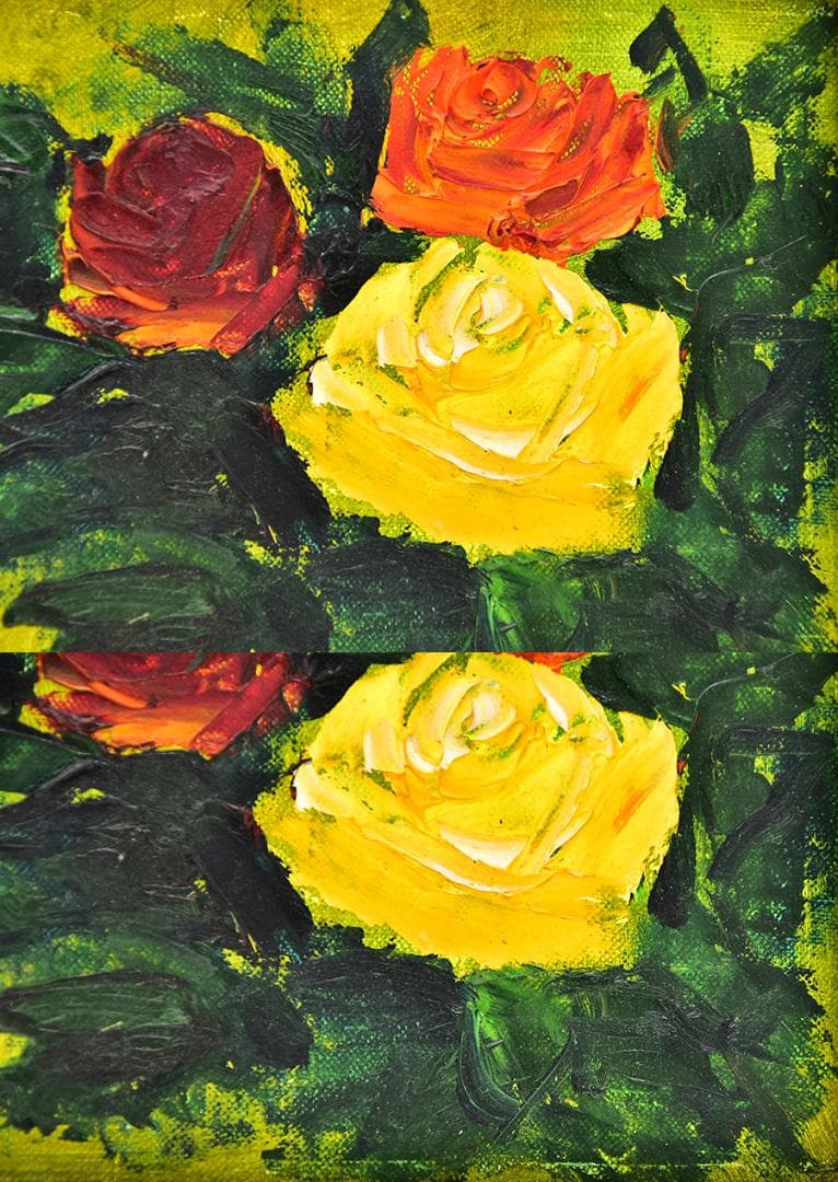 木村正志 1950年 薔薇 油彩 肉筆 絵画 F3号 額 縦31cm 横38cm