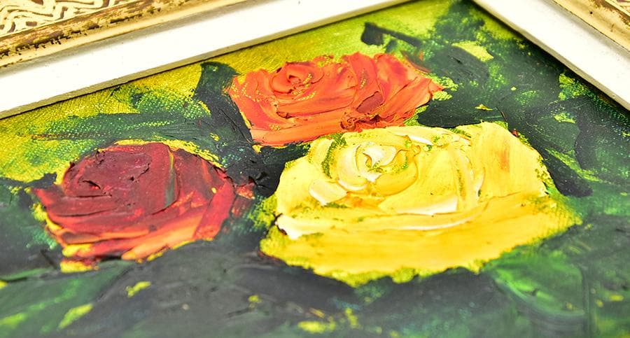 木村正志 1950年 薔薇 油彩 肉筆 絵画 F3号 額 縦31cm 横38cm