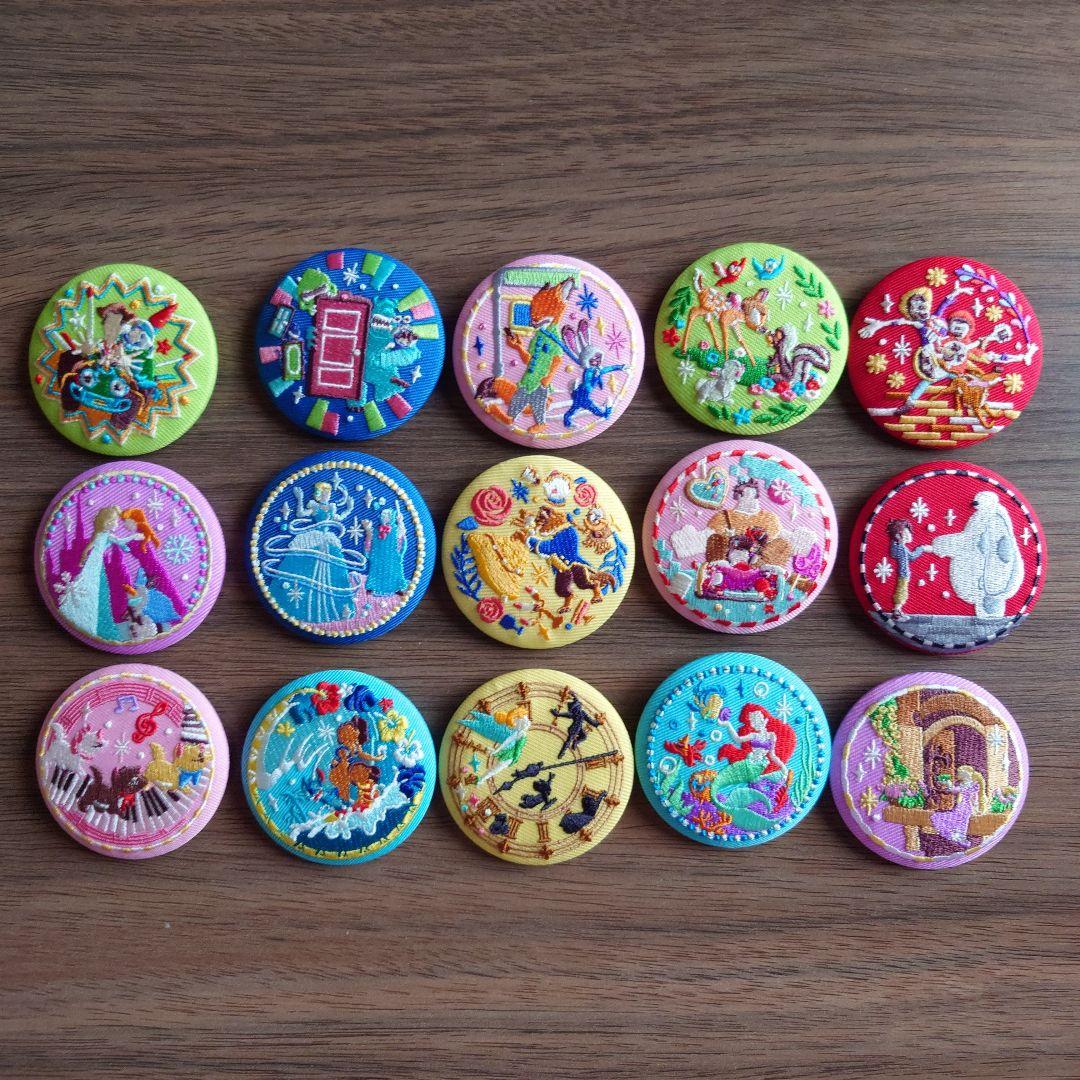 全15種 ディズニー刺繍缶バッチ2 コンプリートセット