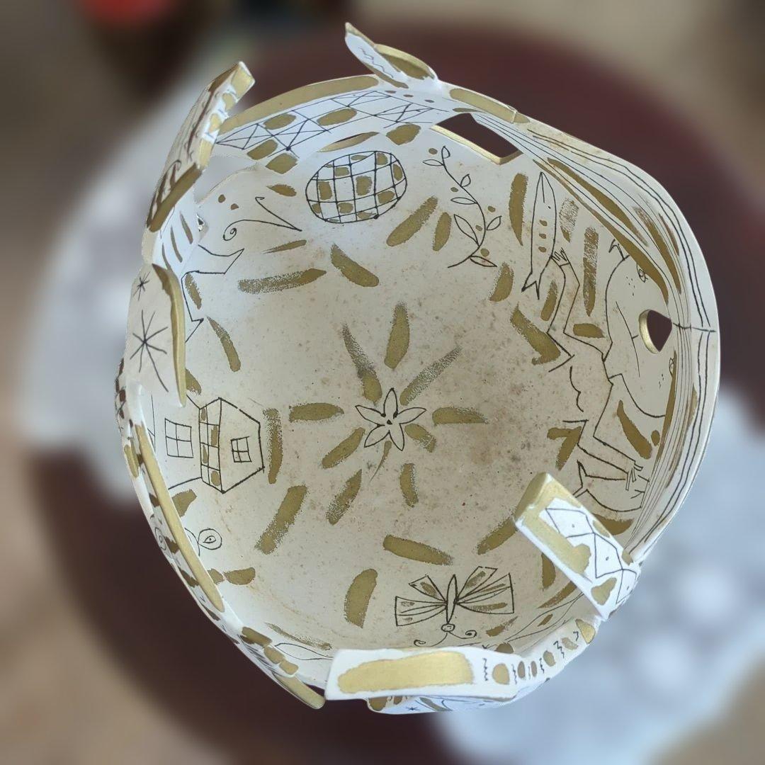 レトロ　オブジェ　手描き　作家　物入れ　ディスプレイ　アート