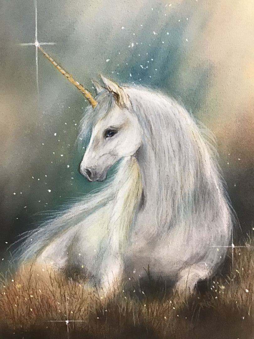 霧の森　ハンドメイドパステル画　絵画アート原画