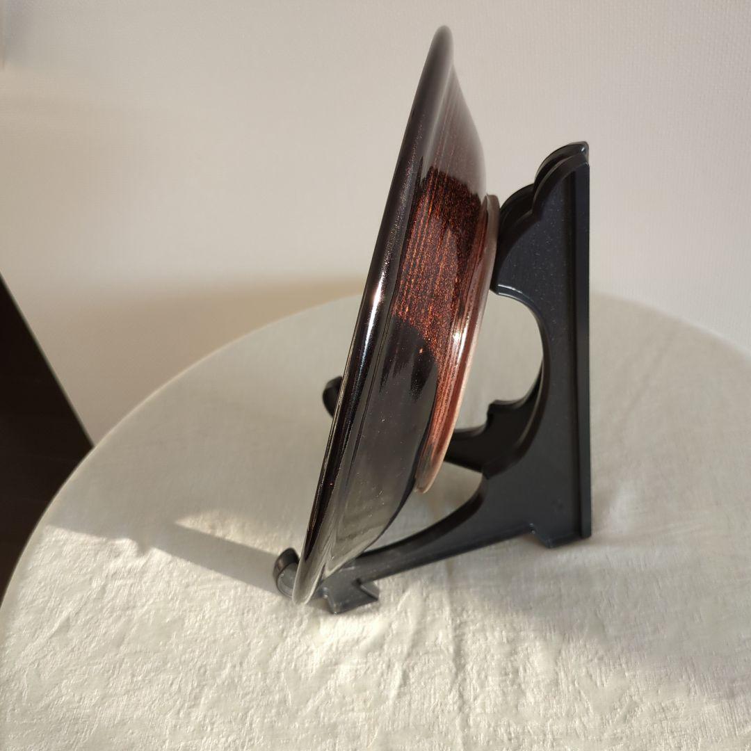 丹波立杭焼　丹水窯　丹水作　飾り皿　大皿　飴釉押紋糠流し