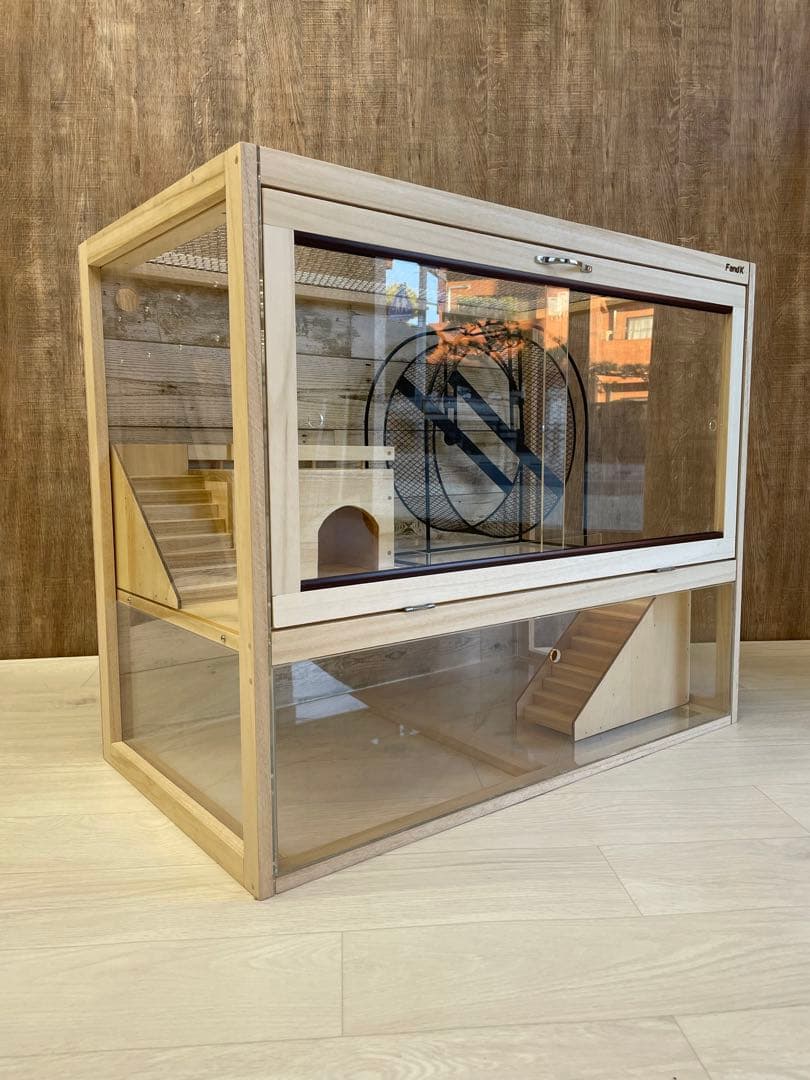 ＦandＫ爬虫類木製ケージ　ハリネズミ2階建仕様　800×450×670