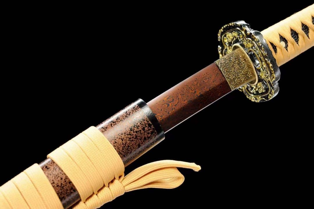 ダマスカス発赤武者刀【千秋】武具　刀装具　日本刀　模造刀 居合刀