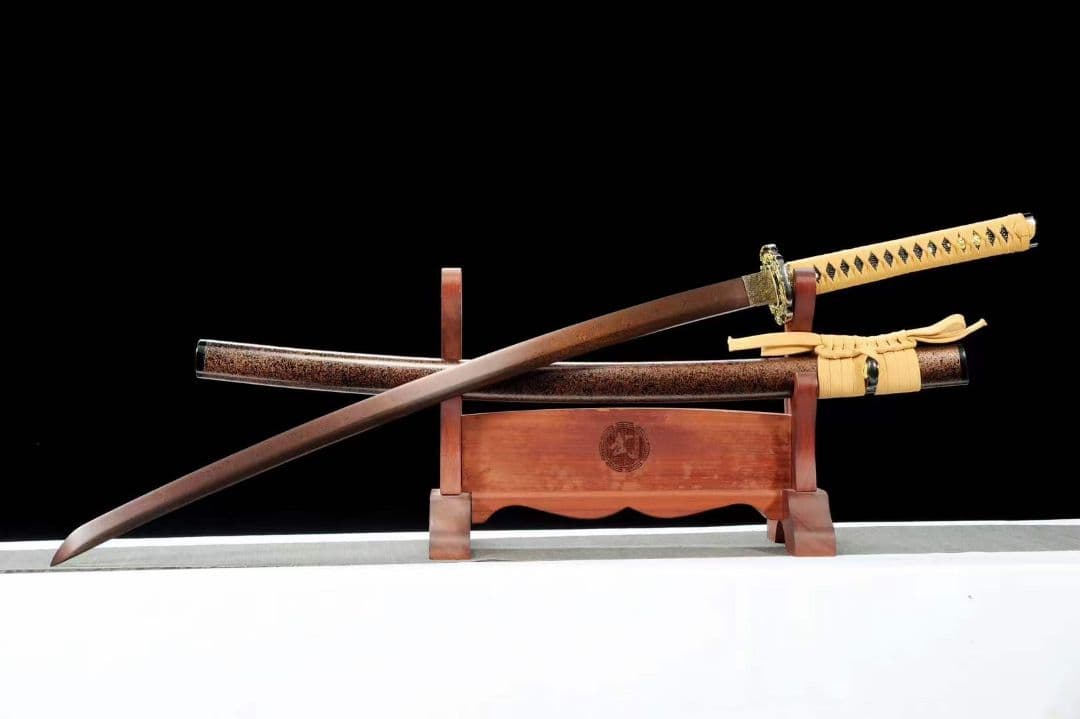 ダマスカス発赤武者刀【千秋】武具　刀装具　日本刀　模造刀 居合刀