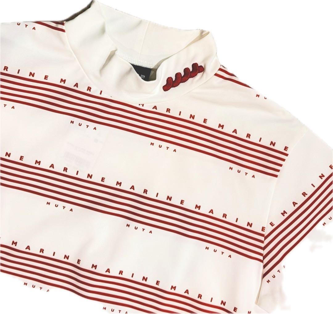 【新品】ムータマリン　ゴルフウェア　メンズ　半袖　モックネック　赤　M