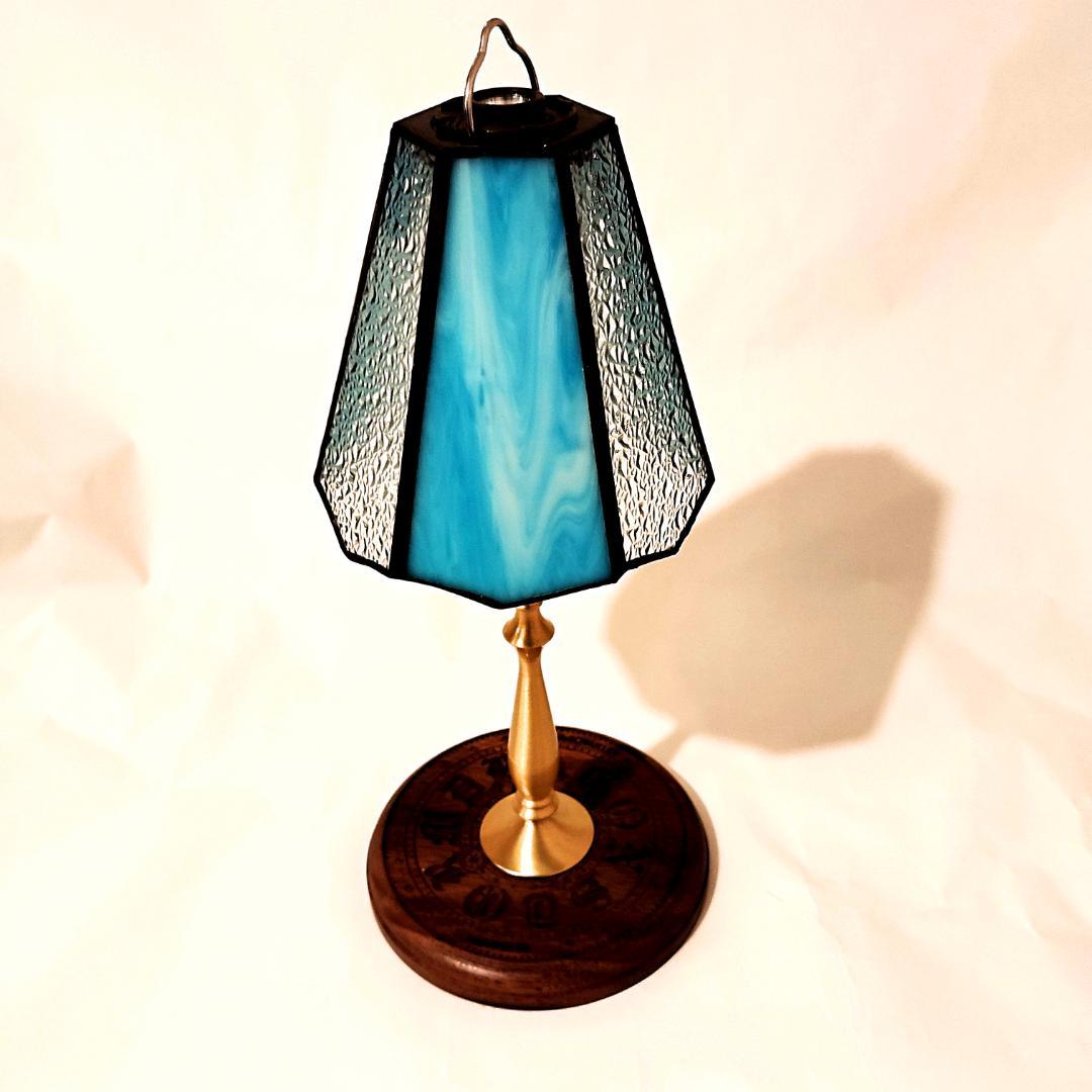 真鍮製　BRASS LAMP STAND　ステンドグラスシェード　セット