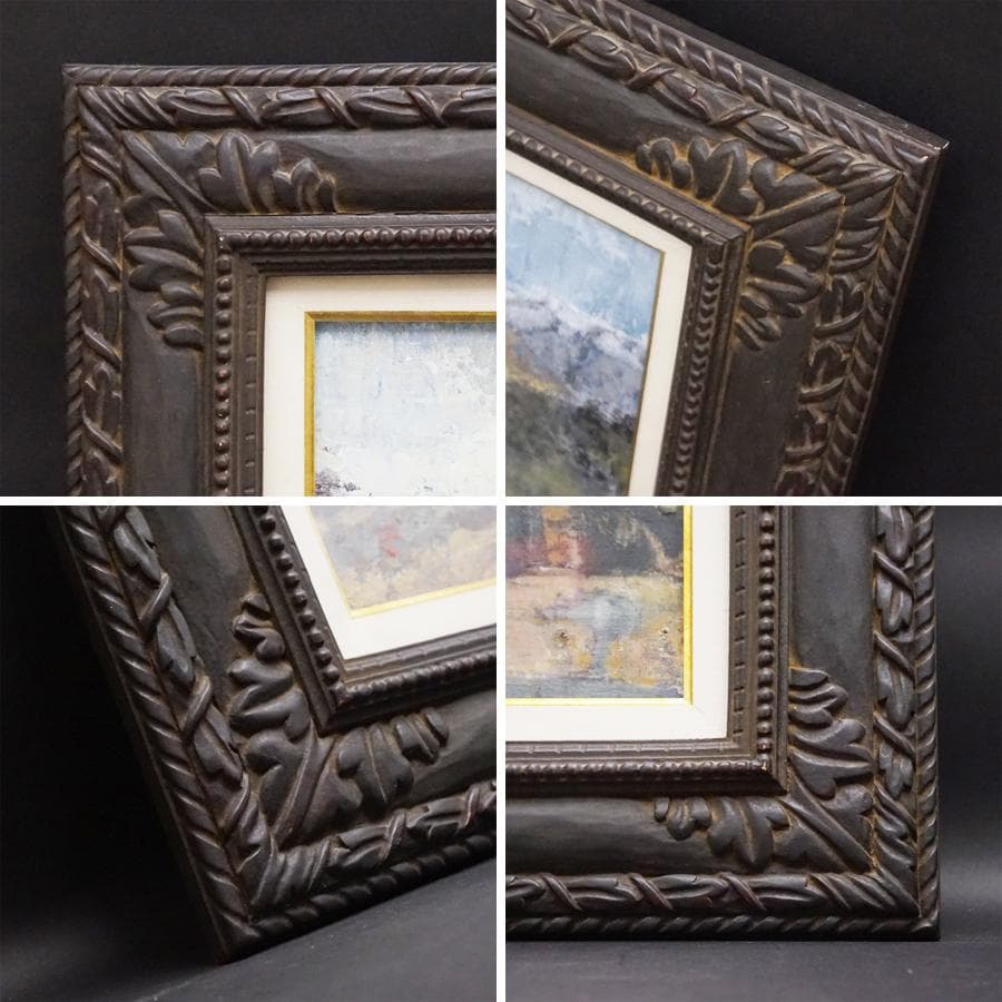 平田國廣『晩秋山村』10号 風景画 油彩 油絵 絵画 肉筆 額装