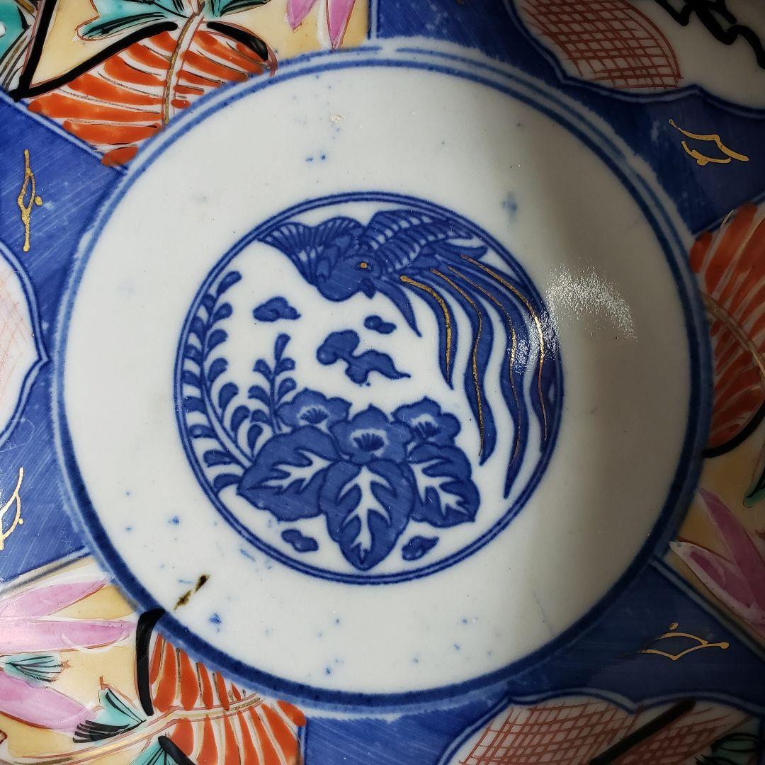 印判　鉢　丼　明治　大正　鳳凰　希少　ピンク　美品