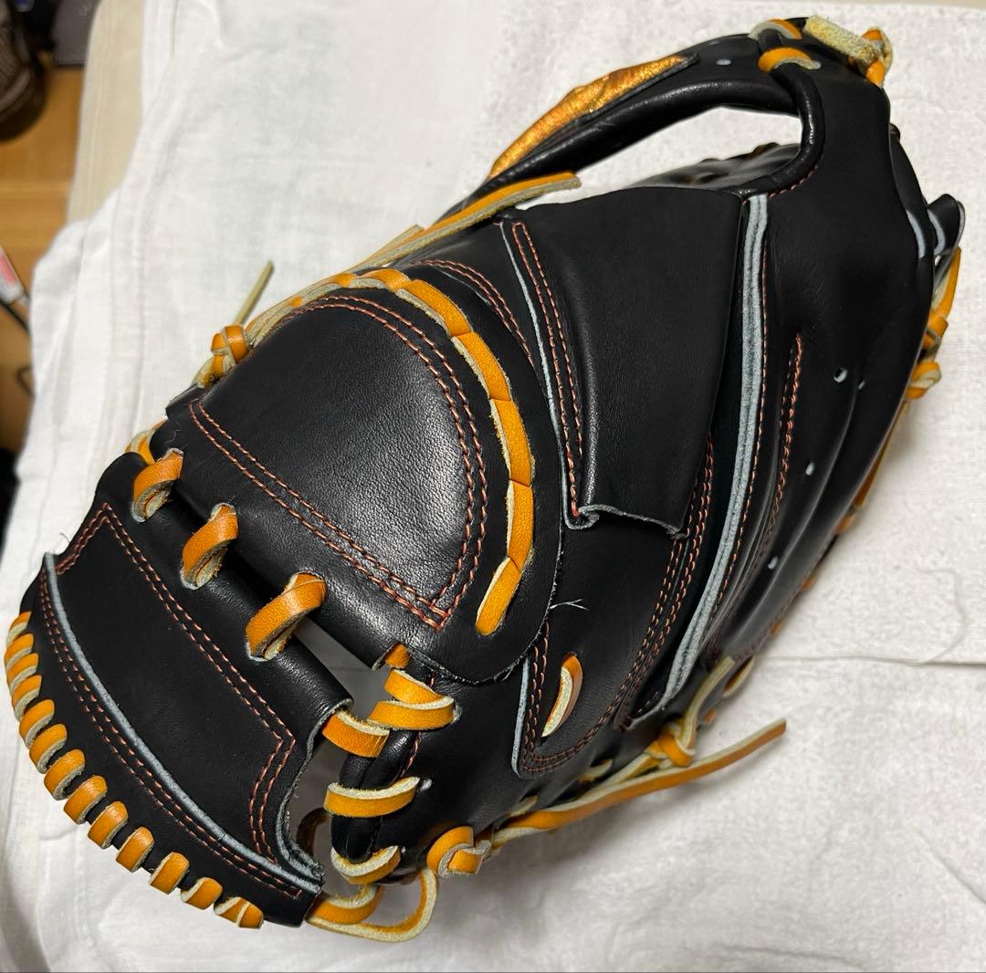 Mizuno 軟式キャッチャーミット 黒/オレンジ