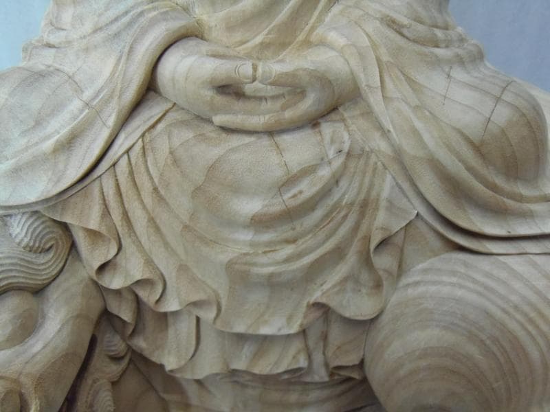 Ｂフライデー良いお顔　 学業成就★楠材 僧形文殊菩薩坐像 高さ：約54cm★