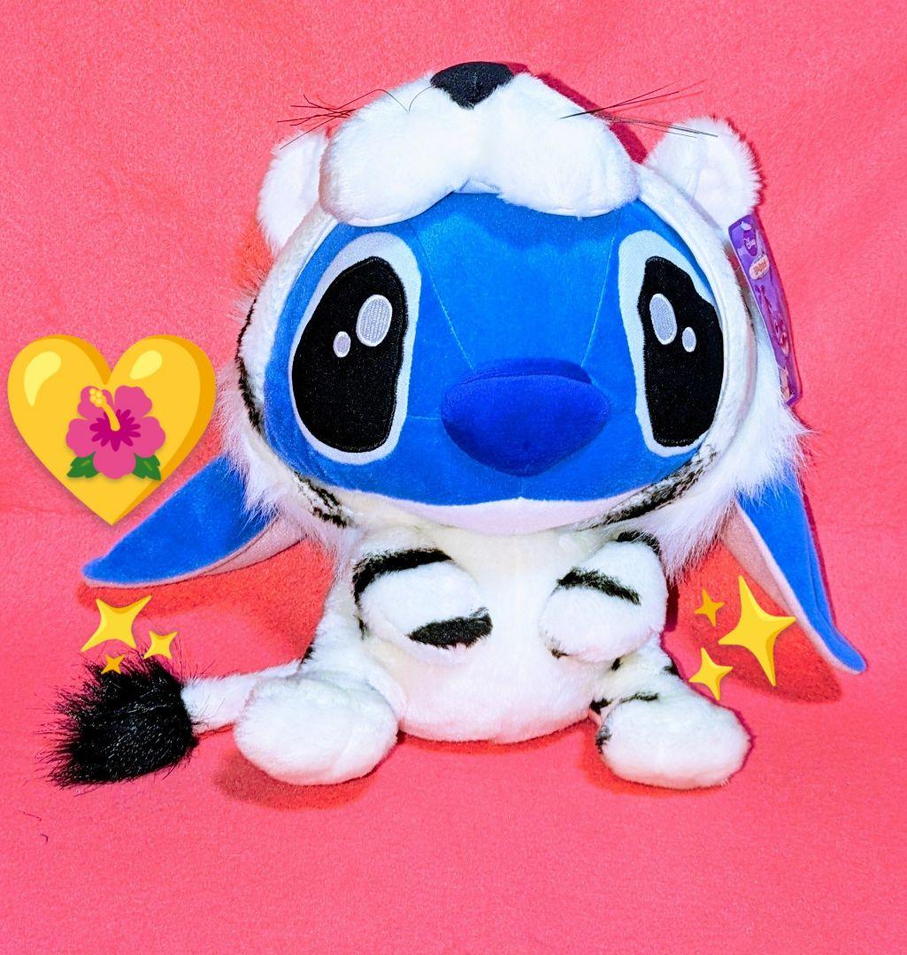 激レア♡スティッチ♡ホワイトタイガー被り物♡BIGサイズぬいぐるみ＆ストラップ♡