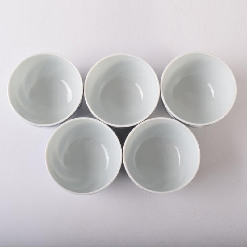 茶道具　京焼　清閑寺窯　杉田祥平造　染付　棯文　汲出碗　五客　共箱　V　7251