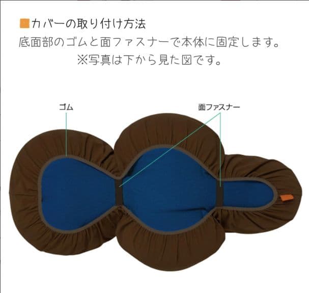 ダークブラウン クロス型ベッドクッション カバー付き