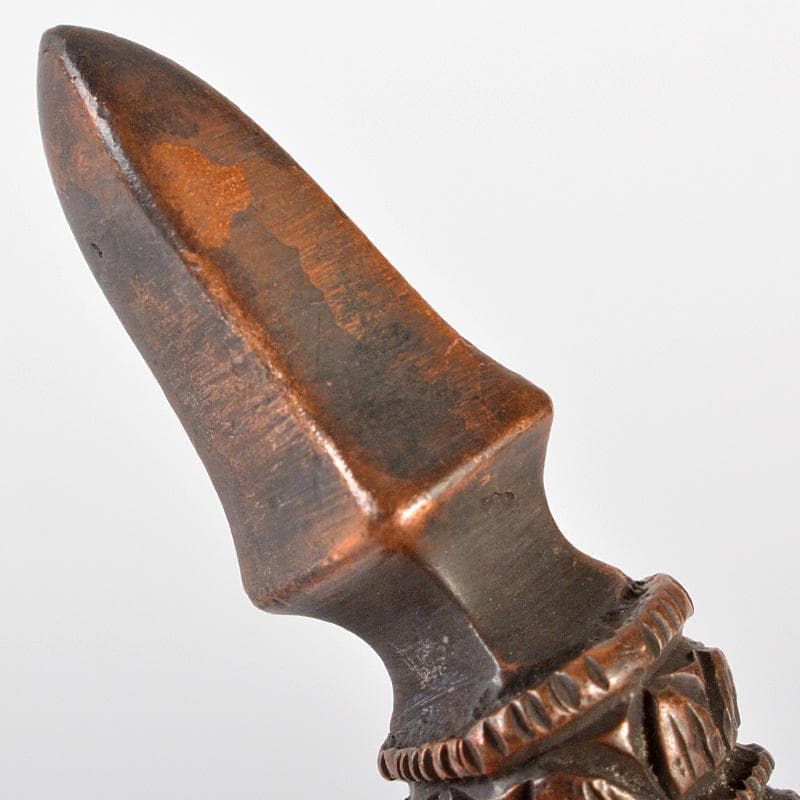 チベット密教法具　古銅　独鈷杵　三鈷杵　金剛杵　2点　木箱付　M　R6562