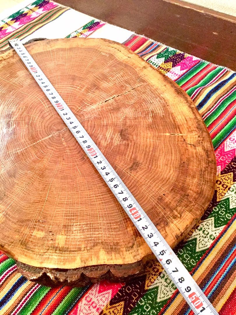 完売　天然楢の木で作成/超特大【切り株天板/インテリア台/薪割り台/ちゃぶ台】