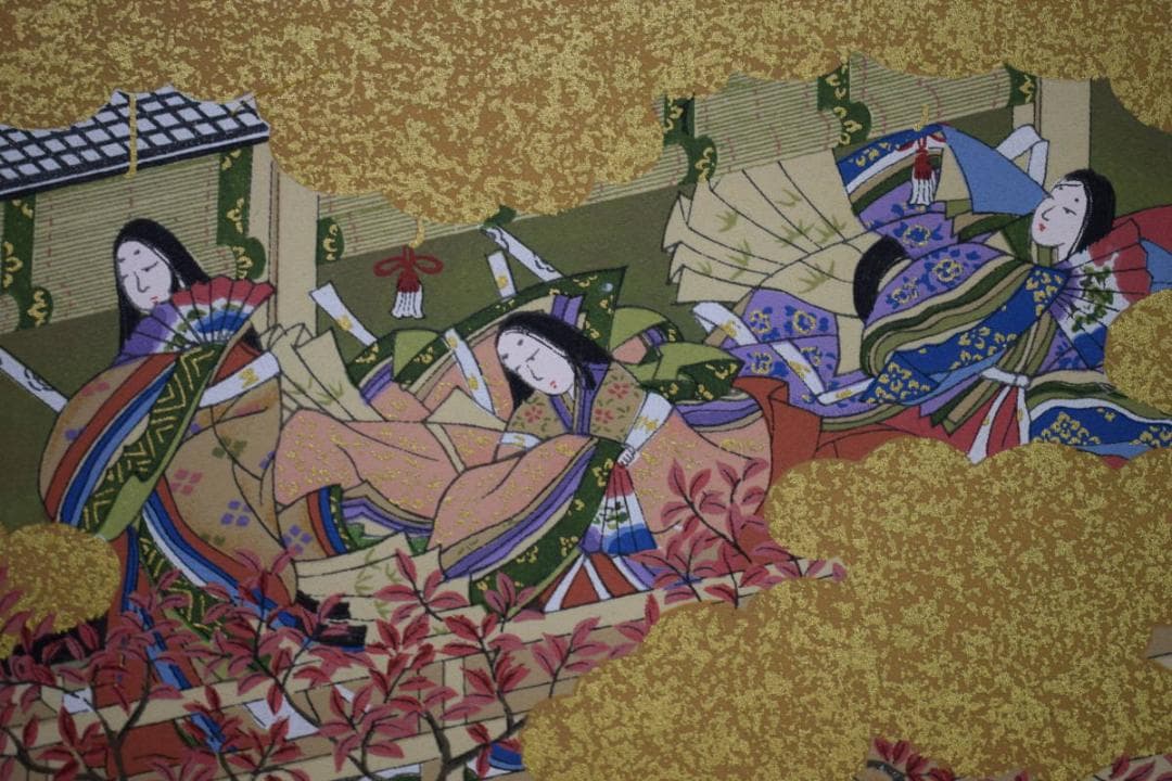 複製/土佐光起/紅葉人物図/工芸/桐共箱付/布袋屋掛軸HH-491