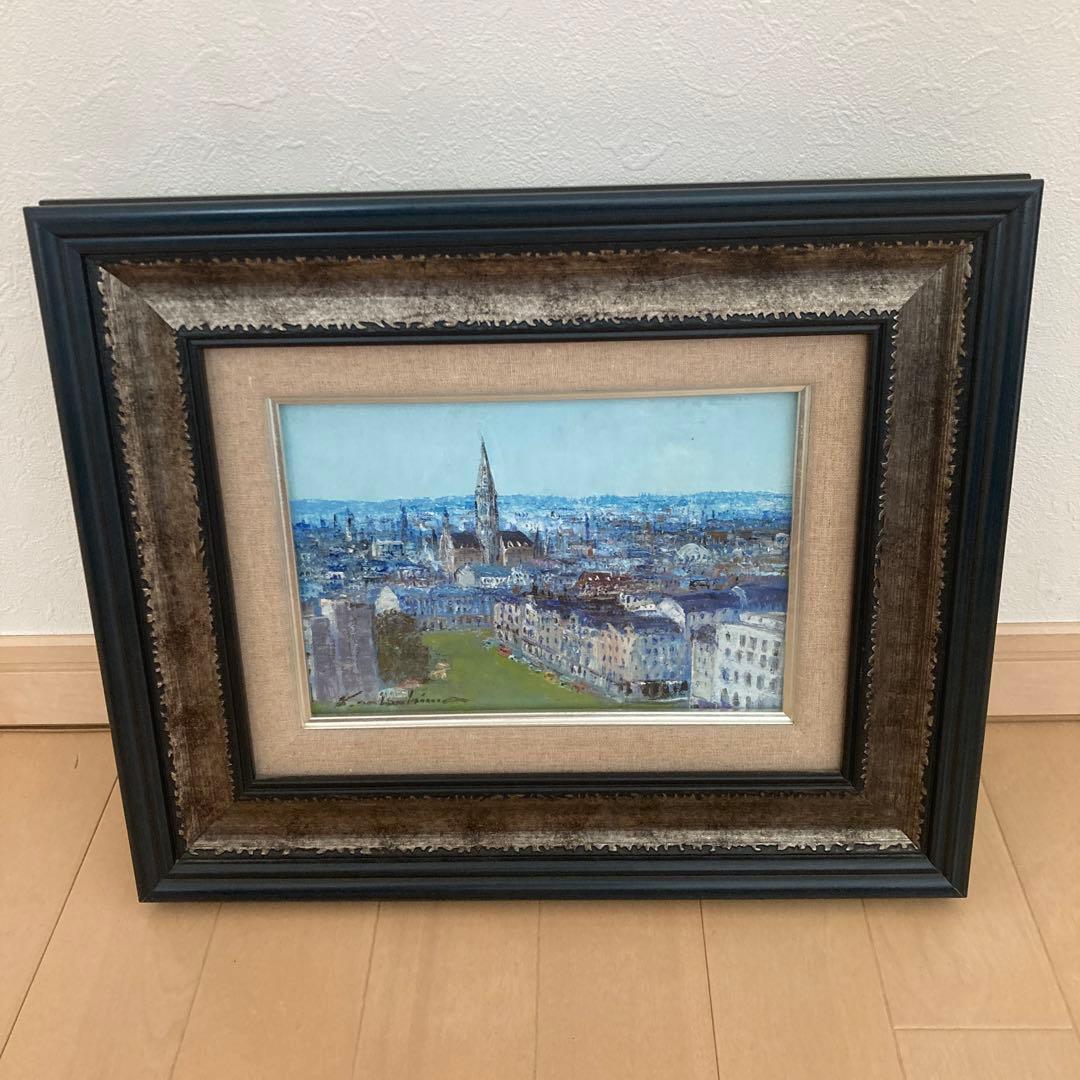 【中島晃次】油絵　ベルギー首都　ブリュッセル　中島晃次　風景画　美術品