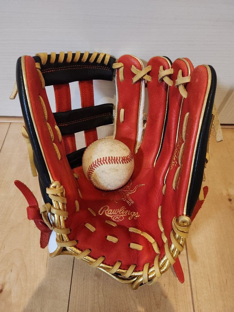Rawlings 軟式グローブ ホワイト/レッド　外野用