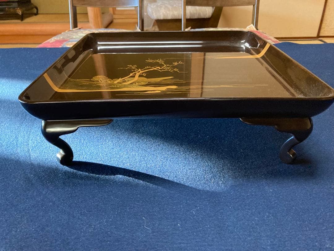 漆器 四角形 膳 5組セット金蒔絵装飾