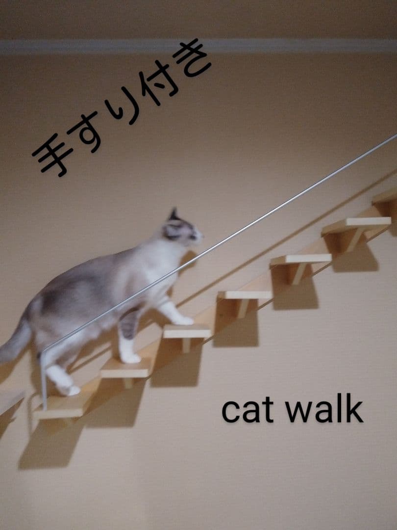 キャットウォーク、手すり付き階段、ねこちゃんもあんしん、軽量設計