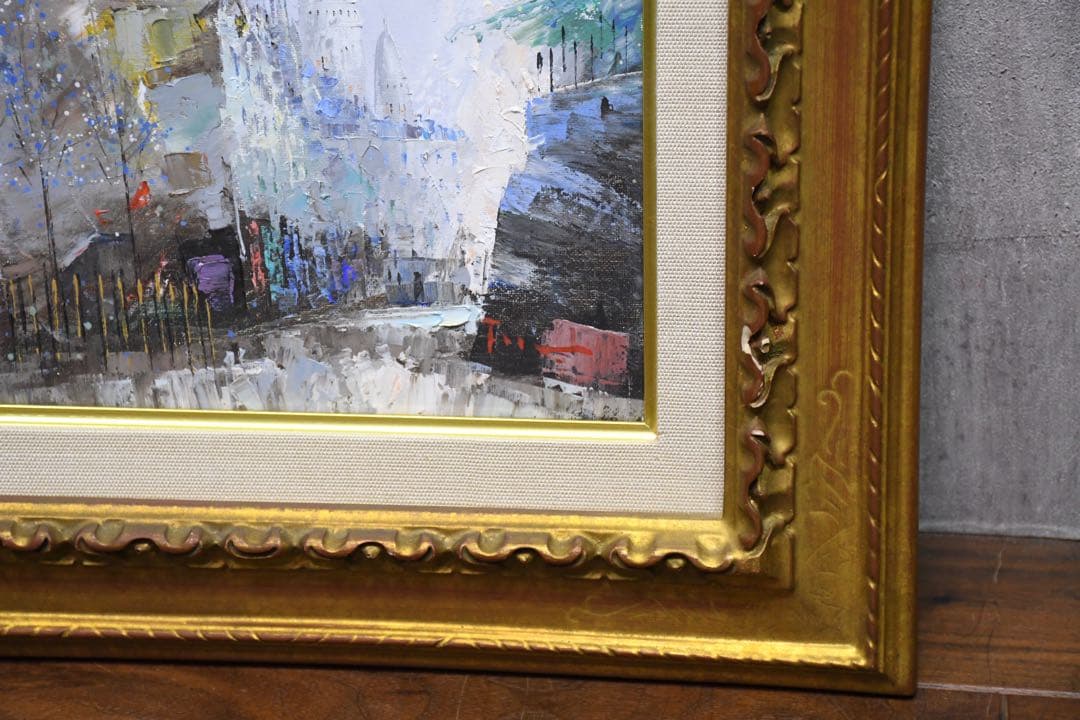 EDK111 田巻洋一 サクレクール寺院 モンマルトル F3号 油彩画 額装