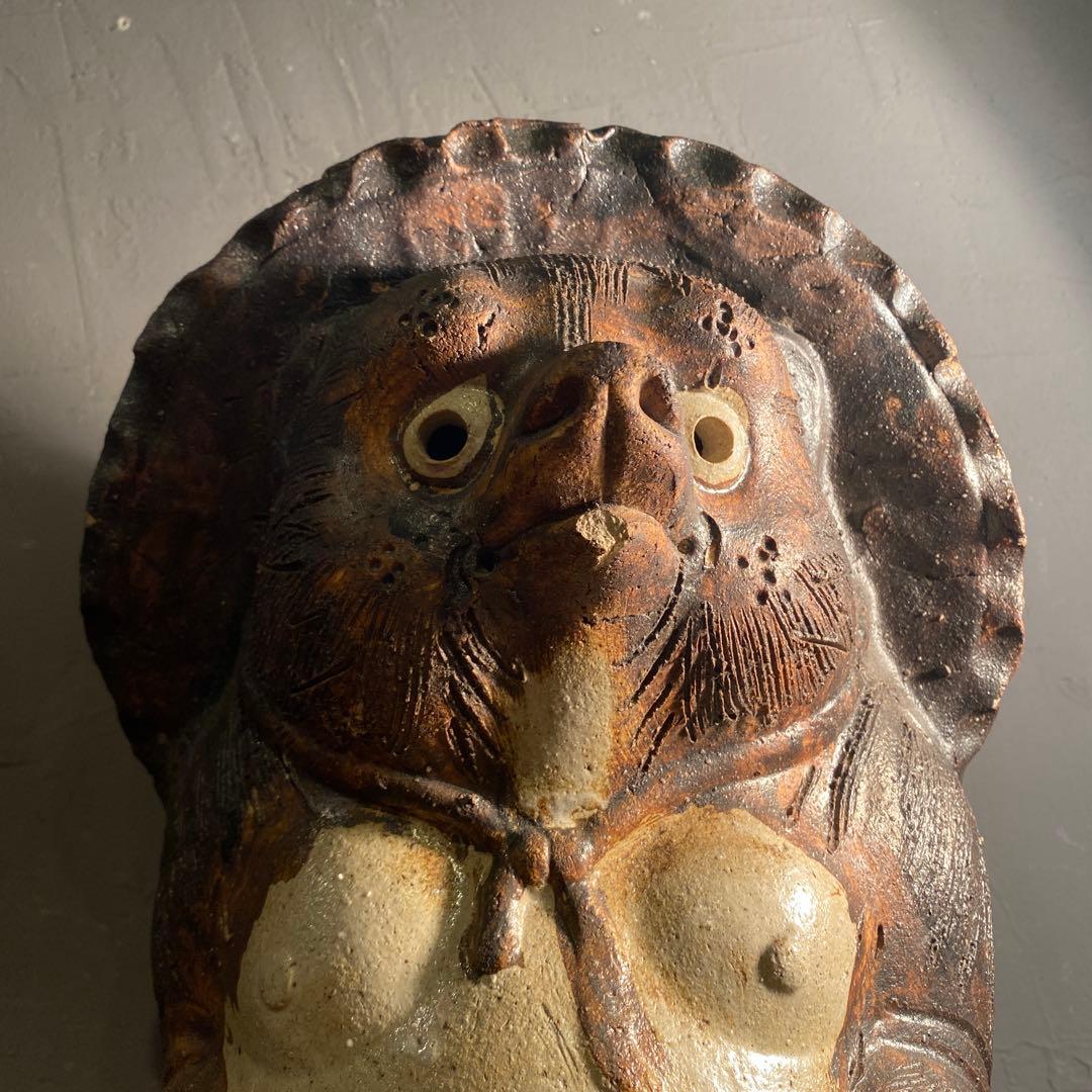 昭和レトロ 信楽焼 狸置物 48cm 縁起物 商売繁盛 たぬき 骨董品