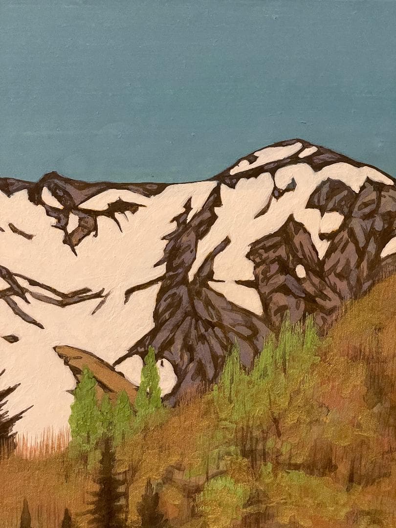 「真作」木下弘勝「芽生きの頃」風景画　油彩画　額装　サイン有り　P10号