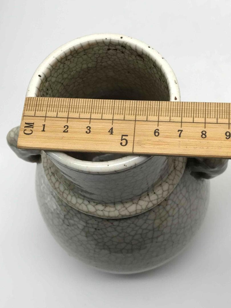 清乾隆時代　哥窯双象耳貫耳壶 【旧家蔵出し】 唐物　古賞物(A-60)