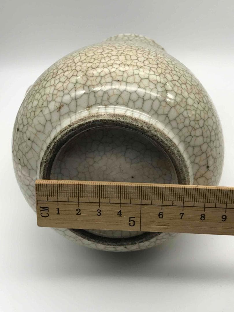 清乾隆時代　哥窯双象耳貫耳壶 【旧家蔵出し】 唐物　古賞物(A-60)