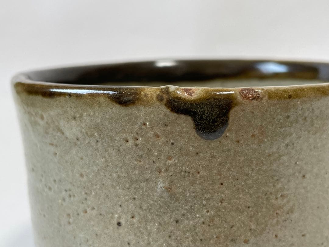 陶芸家　人間国宝　浜田庄司　濱田庄司　縁黒　茶碗　皮鯨　抹茶碗　益子焼　共箱