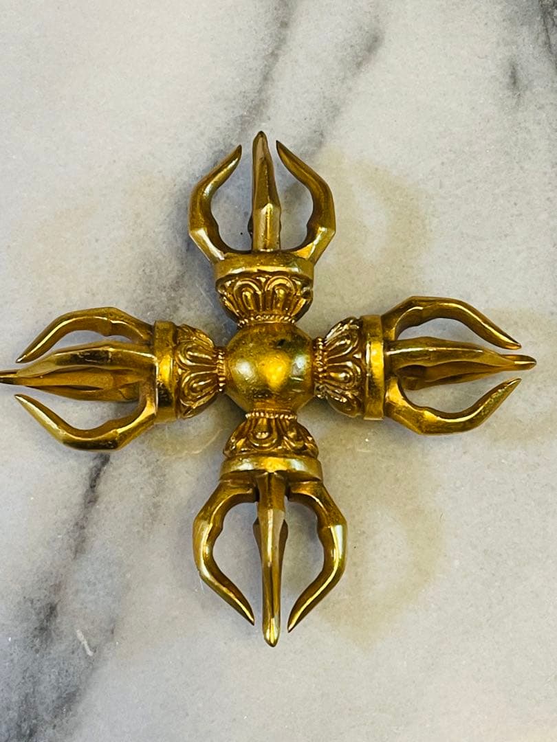 即日発送 チベット密教新品 カツマ 羯磨 十字 金剛杵 ダブルドルジェ 210g