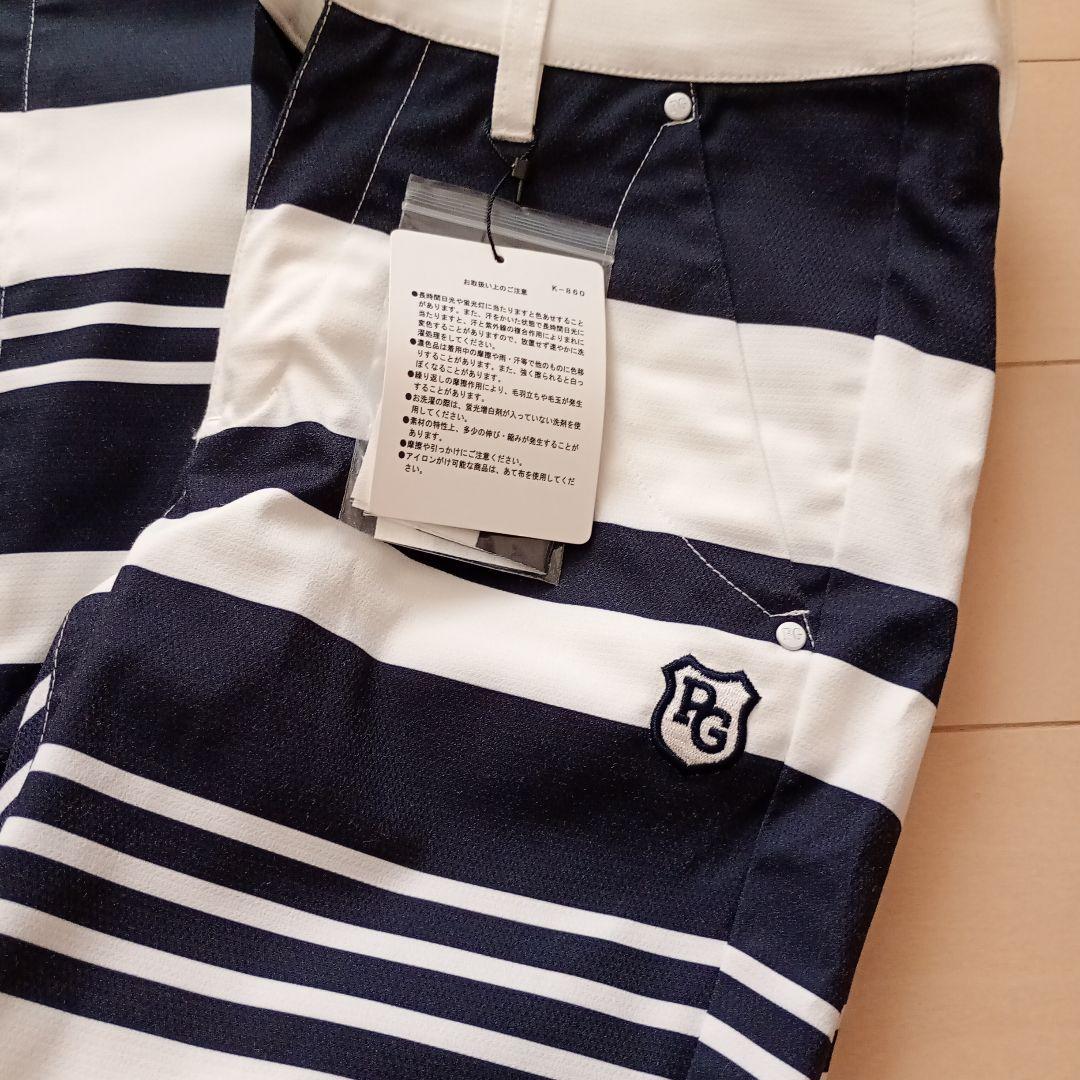 パーリーゲイツ レディース ゴルフ パンツネイビー ホワイト ストライプ