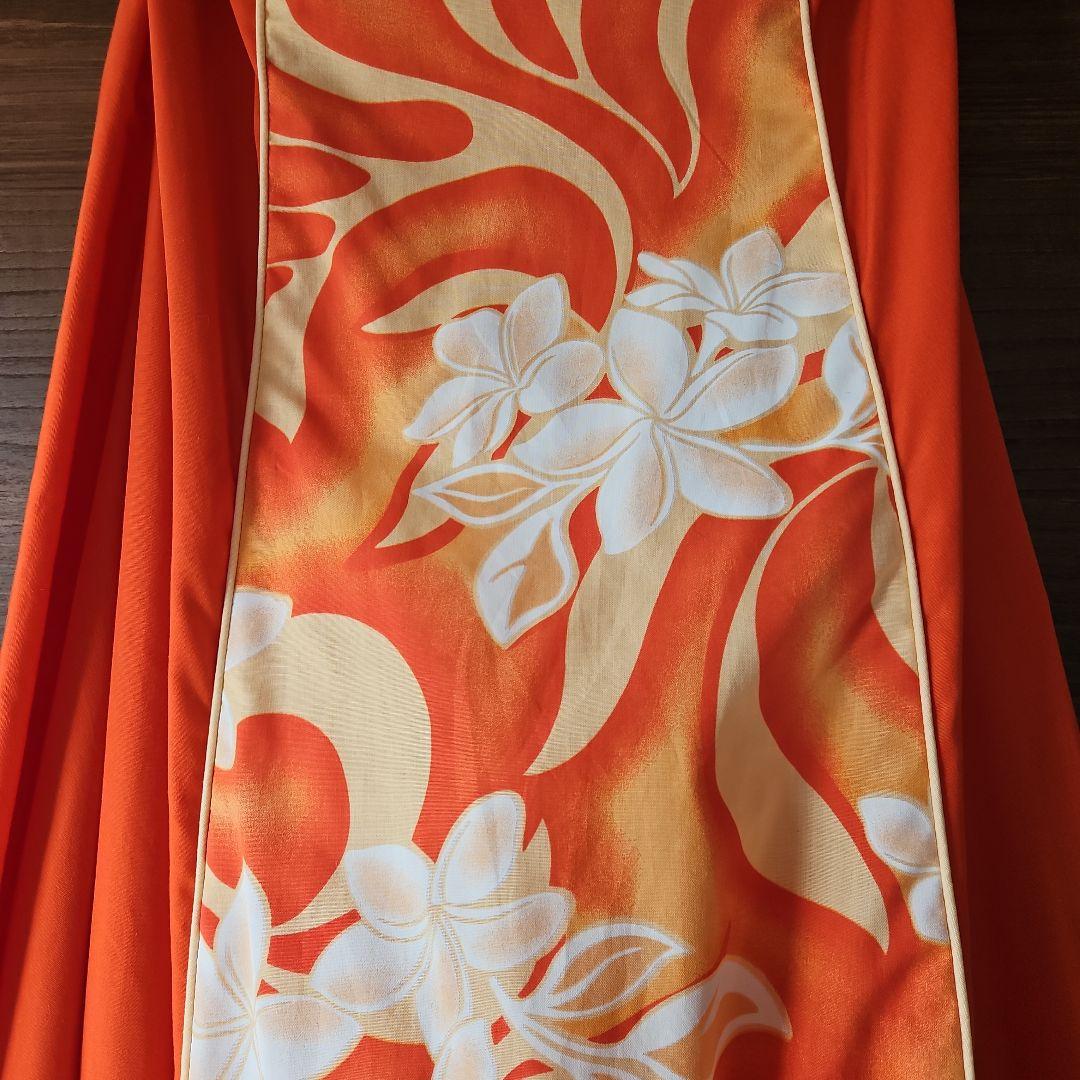 オレンジ 花柄 フラダンスドレス