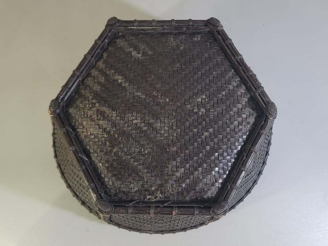 茶道具 竹籠 炭斗 時代物 DT708