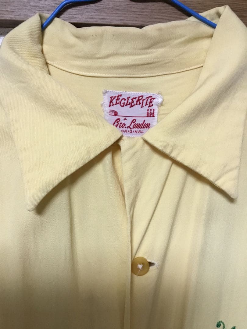 ボーリングシャツ長袖ギャバシャツ　ビンテージ　50S ロカビリー