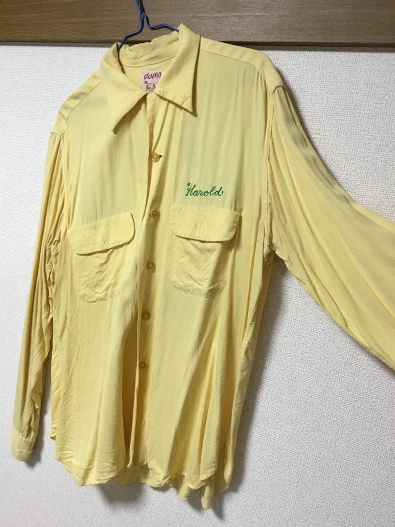 ボーリングシャツ長袖ギャバシャツ　ビンテージ　50S ロカビリー