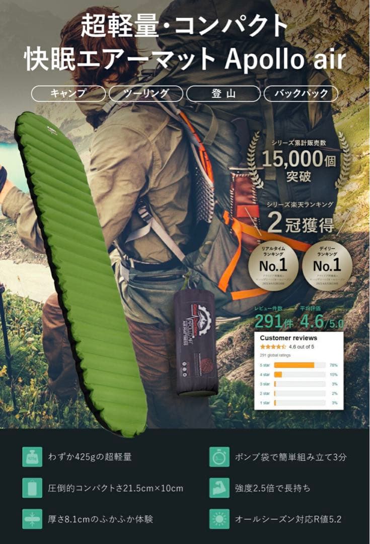 Gear Doctors Apollo air エアマット　新品未使用　送料込み