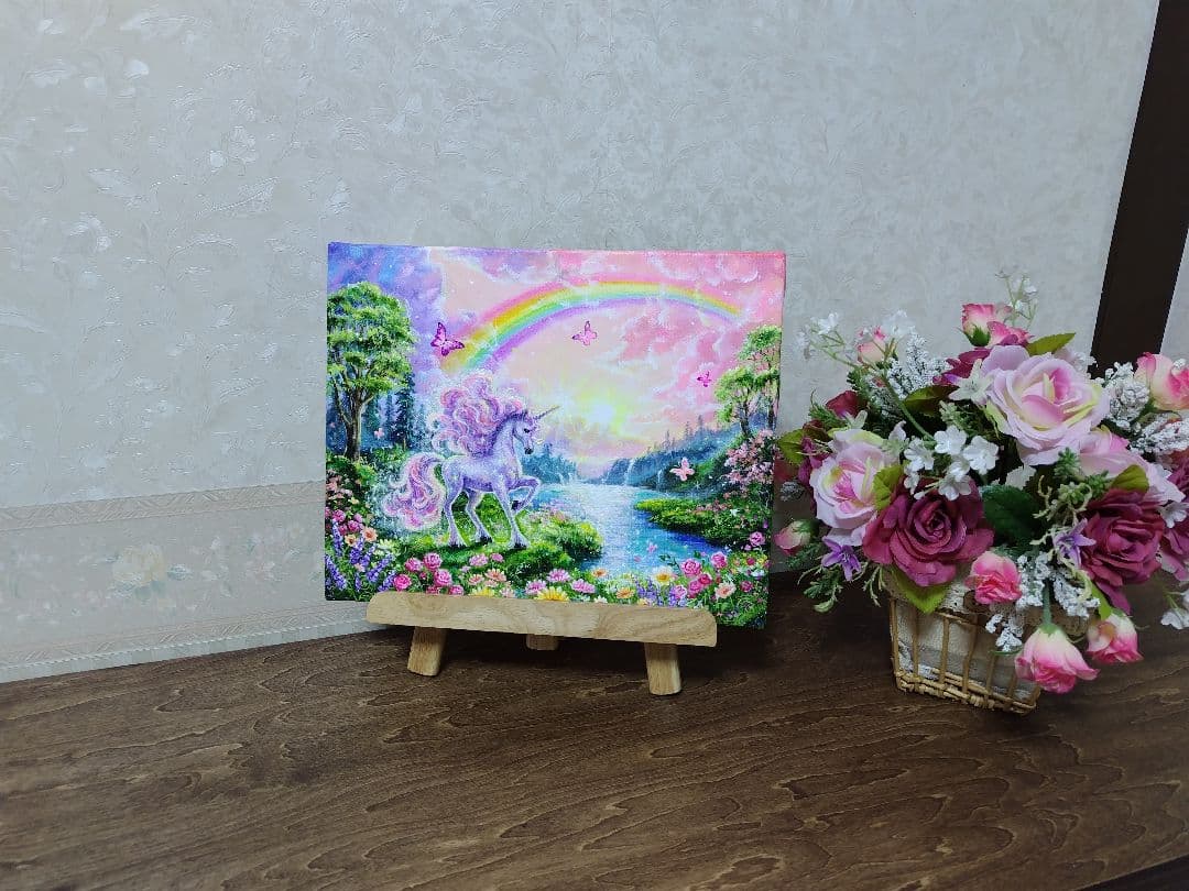 琥*ん様 【ユニコーン】アクリル画 F3 風景画 絵画