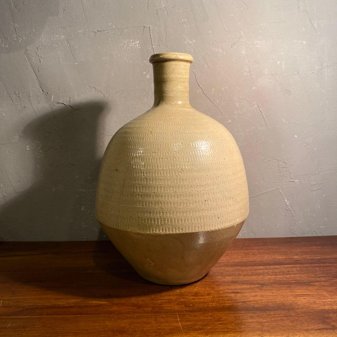 時代物 通い徳利 飛び鉋 大壺 骨董品 花入 酒器 花器 古道具