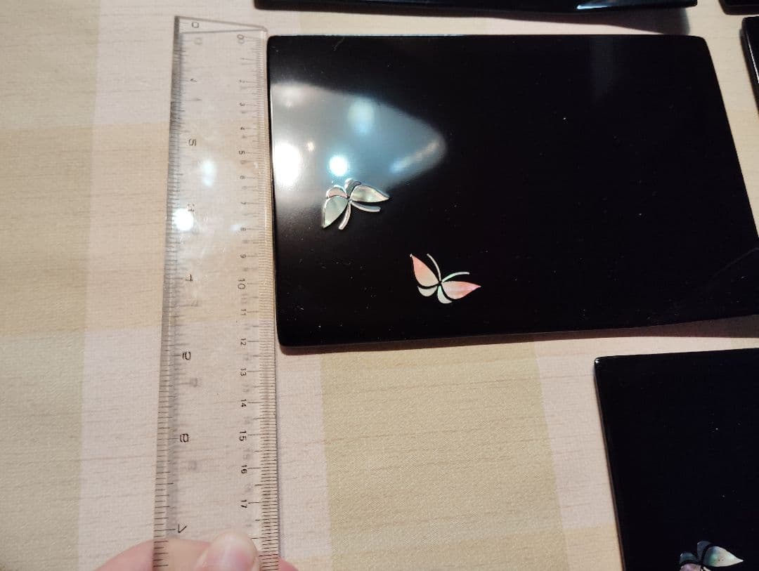 【高岡漆器 螺鈿細工 黒塗銘々皿5枚セット 美品】