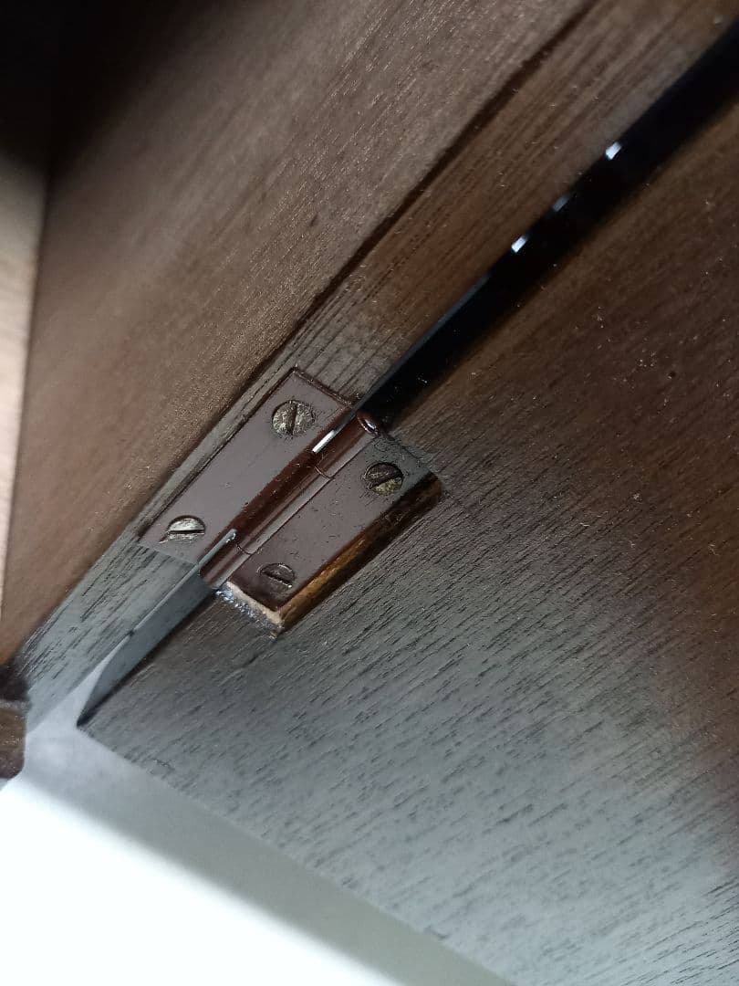 1970's　チェッカー　ブロック　デザイン　ウッド　レコード　キャビネット