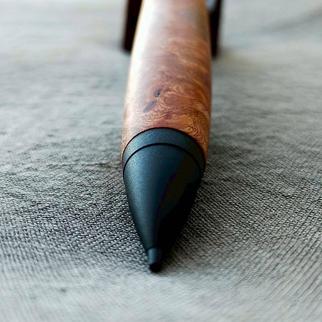 花梨瘤トリコロール　ハンドメイド　木軸シャープペン　0.5mm　天然木　ブラック