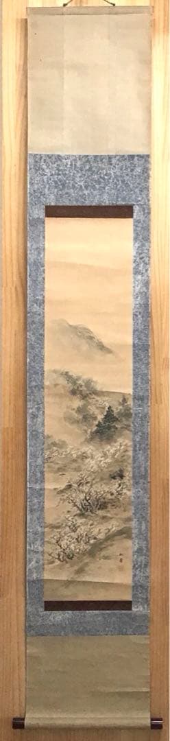 K茶道具　掛軸　奈良の名勝「月瀬春景(梅花)圖」　秋峯作　自作桐箱　S205KJ