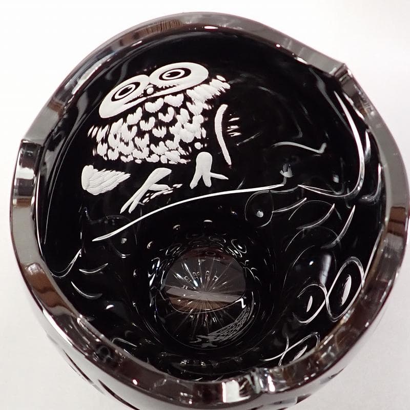 RU-5232　マイセン　クリスタル　フクロウ彫刻　大花瓶　約25㎝